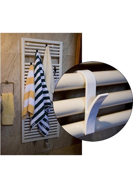 Beyaz 1 Adet Tarzı Depolama Asılı Havlu Paspas Kancaları Askı Depolama Tutucular Raylı Radyatör Boru Şeklindeki Banyo Kanca Tutucu Banyo Malzemeleri (Yurt Dışından)