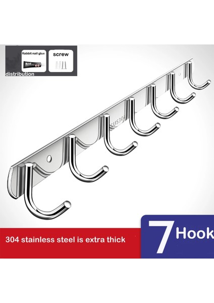 Mavi Stil Yumruksuz Paslanmaz Çelik Kanca Sıralı Kanca Ceket Askısı Banyo Mutfak Ceket Askısı Duvar Kolye Çivi Içermeyen Tutkal Delinebilir (Yurt Dışından)