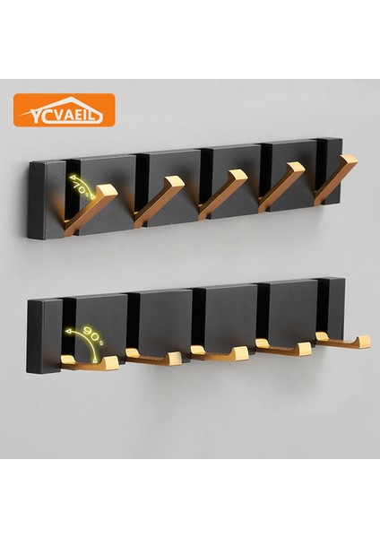 Siyah-2 Kanca-B Stili Katlanır Elbise Kancaları Görünmez Duvar Kancaları Yumruksuz Oturma Yatak Odası Ceket Tutucu Kanca Siyah Altın Banyo Donanım Bornoz Kancaları (Yurt Dışından) fırsatları