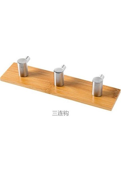 3hook Stili Bambu Paslanmaz Çelik Kanca Duvar Elbise Çanta Kulaklık Anahtar Askı Mutfak Banyo Kapısı Havlu Paslanmaz Raf WJ602 (Yurt Dışından)