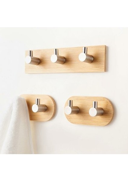 3 Kanca Stili Yapıştırılabilir Kanca Sadelik Bambu Ahşap Paslanmaz Çelik Kanca Dolap Kapı Arka Duvar Askı Banyo Aksesuarları (Yurt Dışından) modelleri