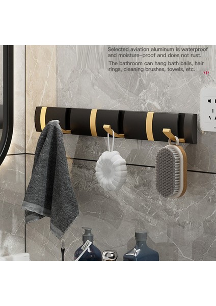 Siyah Altın 4 Kanca Stili Katlanır Duvar Askı Kancası Matkapsız Havlu Askısı Mutfak Organizatörleri 1 Ila 6 Kanca Yatak Odası Koridor Dolap Banyo Aksesuarları (Yurt Dışından) modelleri