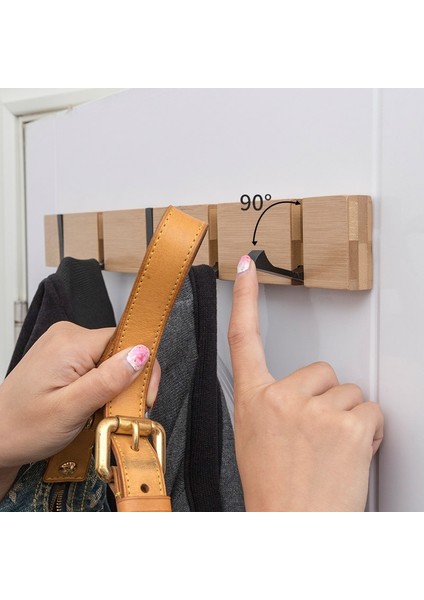 Gri 4 Kanca Stili Ahşap Malzeme Katlanır Havlu Askısı Duvar Kancaları Ceket Elbise Tutucu Banyo Mutfak Yatak Odası Koridor Görünmez Bornoz Kancası (Yurt Dışından) fırsatları
