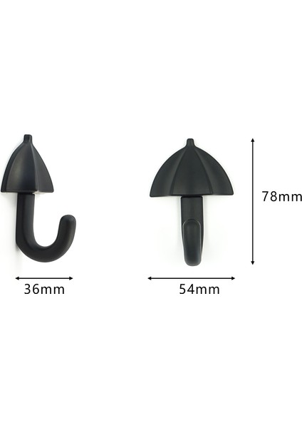 1pc Bir Stil Mfys Şemsiye Şekilli Elbise Askısı Duvara Monte Ceket Askısı Siyah Dekoratif Anahtarlık Şapka Eşarp Çanta Askısı Banyo Rafı (Yurt Dışından)