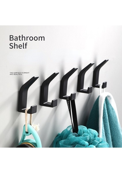 Siyah 5pcs Tarzı Siyah Bornoz Askısı Duvar Kanca Havlu Kancası Banyo Ceket Askısı Paslanmaz Çelik Kanca Askı Elbise Askıları Mutfak Donanım Banyo (Yurt Dışından)