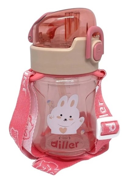 400ML Pipetli Askılı Hayvan Desenli Tritan Su Matarası (Yurt Dışından)