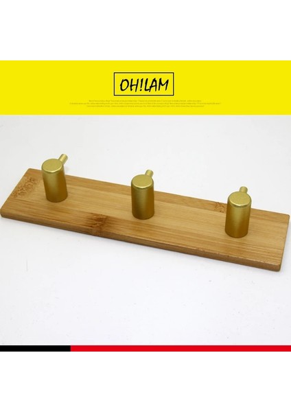 3hooks G Stili 3 M Etiket Yapışkanlı Bambu Duvar Montaj Tutucu 3 Kanca Kapı Elbise Ceket Şapka Askısı Sıralı Askı Havlu Elbise Bornoz Rafı Altın (Yurt Dışından)