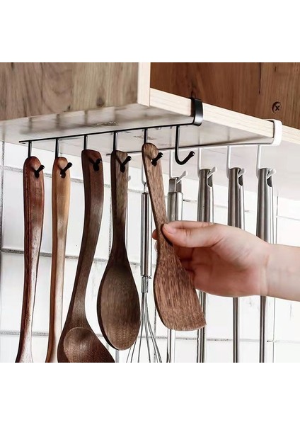 6 Kancalı Siyah Stil Mutfak Gereçleri Kahve Kupaları Dolap Depolama Raf Dolap Cafe Metal Kupa Kanca Asılı Kaşık Askı Aksesuarları Duvar Kanca Montaj (Yurt Dışından) indirimleri