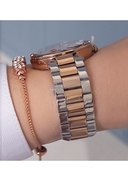 Kesme Camlı Çelik Bilezik Rose Gold/metalik Kadın Kol Saati - Zirkon Taşlı Bileklik Hediyeli fiyatları