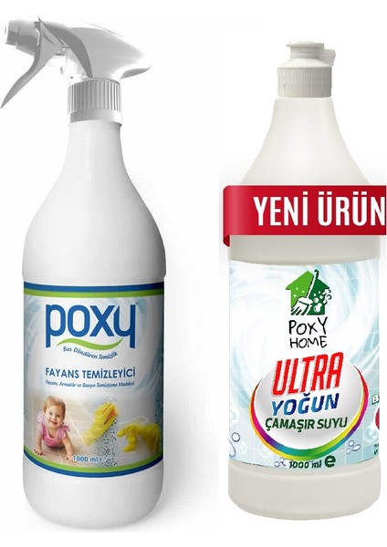 Fayans Temizleyici 1 Lt & Ultra Yoğun Çamaşır Suyu Konsantre Limon Kokulu 1 Lt