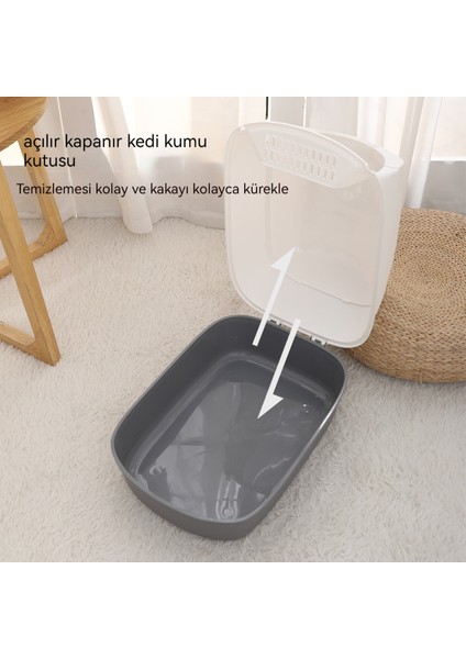 Kedi Kumu Kutusu Ekstra Büyük Kedi Tuvaleti Tamamen Kapalı Sıçrama Önleyici Koku Giderici Açılır Kapanır Kedi Kumu Kutusu (Yurt Dışından)