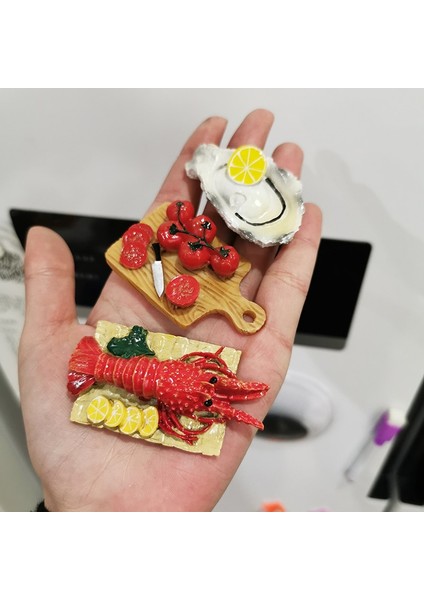 Çörek Tarzı 1 Adet Fransız Iskandinav Tarzı Karikatür Tarzı Oturma Odası Kitche Üç Boyutlu Duvar Sticker Reçine Buzdolabı Mıknatısı (Yurt Dışından)