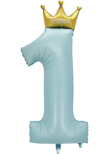 Prens 1 Rakam Mavi Folyo Balon 115 cm