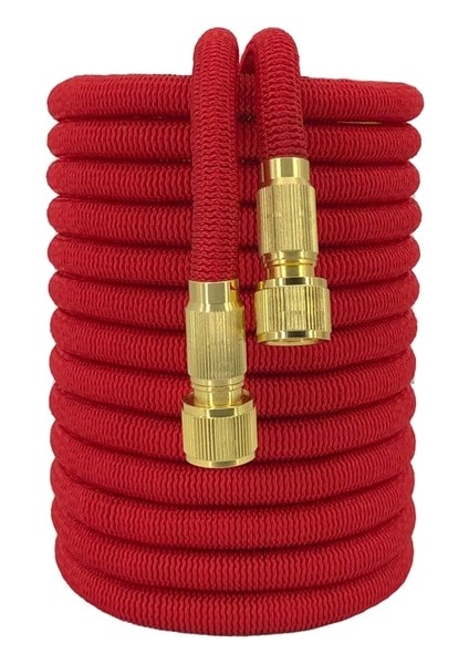 Kırmızı Stil 25FT-7.5M Uzatılmış Bahçe Su Hortumu Genişletilebilir Çift Metal Konnektör Yüksek Basınçlı Pvc Makara Bahçe Çiftliği Sulama Araba Yıkama Için Sihirli Su Boruları (Yurt Dışından)