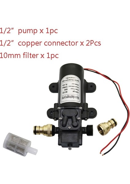 1ı2 Pompa 3 Konnektör Stili Dc 12V 60W Mikro Diyaframlı Su Pompası Bahçe Sulama Yüksek Basınçlı "erkek Dişli Arayüzü Kendinden Emişli Destek Pompası (Yurt Dışından)