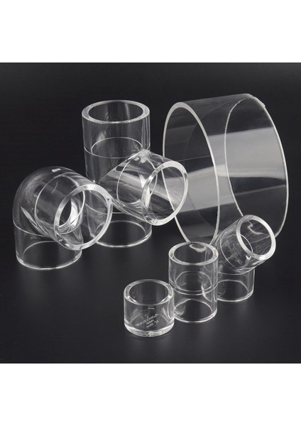 Akrilik Kap Stili 20 mm 1 Adet Yüksek Li 20 ~ 32MM Şeffaf Boru Ek Parçaları Akvaryum Balık Tankı Pleksiglae Ortak Dirsek Tee Şeffaf Akrilik Konnektör (Yurt Dışından)