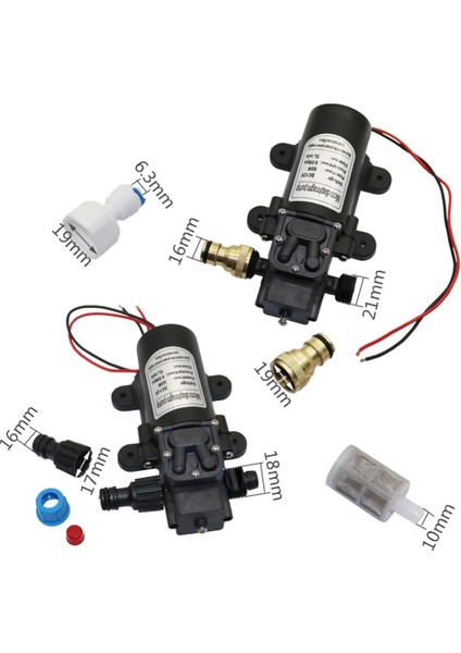 18 mm Pompa 3 Bağlantı Stili Dc 12V 60W Mikro Diyaframlı Su Pompası Bahçe Sulama Yüksek Basınçlı "erkek Dişli Arayüzü Kendinden Emişli Destek Pompası (Yurt Dışından)