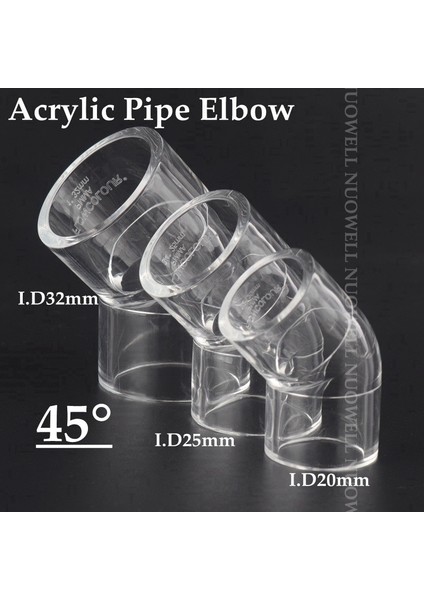 Akrilik Kaplin Stili 25 mm 1 Adet Yüksek Li 20 ~ 32MM Şeffaf Boru Ek Parçaları Akvaryum Balık Tankı Pleksiglae Ortak Dirsek Tee Şeffaf Akrilik Konnektör (Yurt Dışından) modelleri