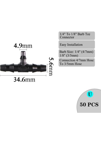 U Tarzı Sulama Damlatıcı Yağmurlama "hortum Çift Dikenli Tee Dirsek Su Borusu Konnektörü Tamir Ortak Bahçe Ube Sulama Aracı (Yurt Dışından) fiyatları