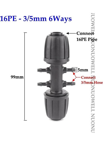 16PE-3L5MM 6 Yönlü Stil 2 Adet Yeni Ldpe Boru Konnektörleri Kilit Somunları Bahçe Su Bağlantısı Bahçe Sulama Tarımsal Sulama Borusu Hortum Bağlantıları (Yurt Dışından) fiyatları