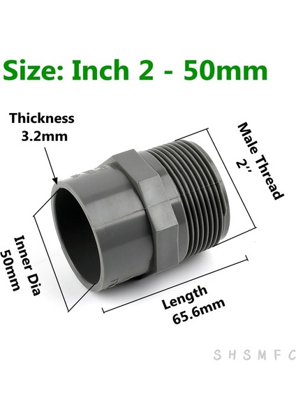 Inç 2 Ila 50 mm Stili 1 Bilgisayar "-2.5" Ila mm Erkek Dişli Pvc Düz Konnektör Azaltıcı Bahçe Sulama Balık Tankı Adaptörü Akvaryum Aksesuarları (Yurt Dışından) fiyatları