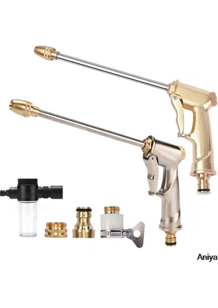 Altın Tabanca Stili Yüksek Basınçlı Su Tabancası Ayarlanabilir Araba Yıkama Lances Köpük Tabancası Ev Bahçe Sulama Hidrolimpiadora Metal Yağmurlama Hortumu Memesi (Yurt Dışından) fırsatları