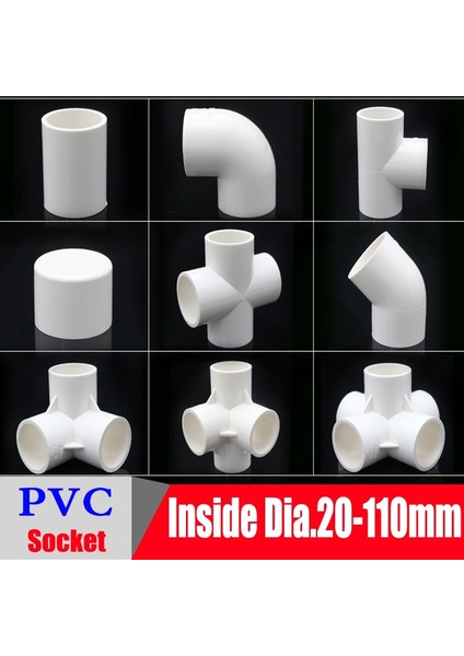 Tişört Stili Iç ÇAP.25MM Nuonuowell Beyaz Pvc Boru Ek Parçaları Düz ​​dirsek Katı Eşit Tee Konnektörler Plastik Ortak Su Parçaları Pvc Yolları Dıy Raf (Yurt Dışından) fiyatları