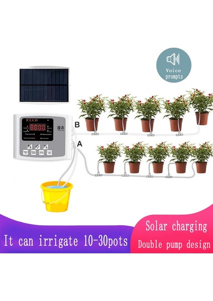 Güneş Panelleri Tarzı Bahçe Damla Sulama Cihazı Çift Pompa Kontrol Cihazı Zamanlayıcı Sistemi Güneş Enerjisi Bitkiler Için Akıllı Otomatik Sulama Cihazı (Yurt Dışından) fiyatları