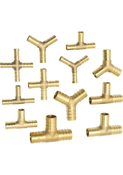 Y x 14 mm Stili Pirinç T Şeklinde mm Hortum Konektörü Y Çapraz 3 Yollu Hortum Bakır Dikenli Konnektör Hava Su Yağ Bağlayıcı Adaptörü 1 Adet (Yurt Dışından)