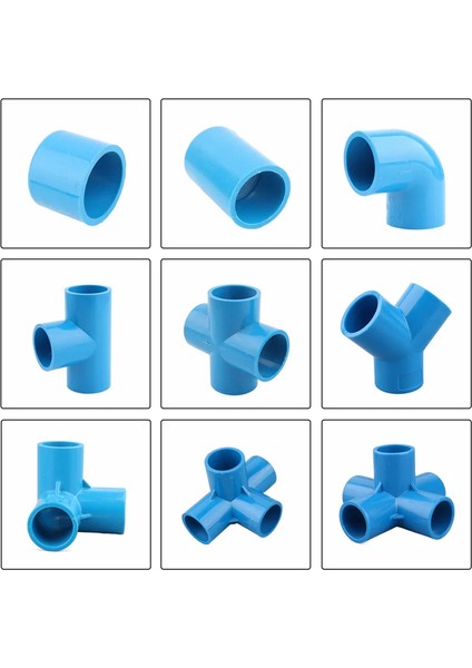 45 Derece Dirsek Stili Kimlik 32MM Mavi mm Pvc Boru Ek Parçaları Düz ​​dirsek Tee Çapraz Bağlayıcı Su Borusu Adaptör Yolları Eklemler (Yurt Dışından)