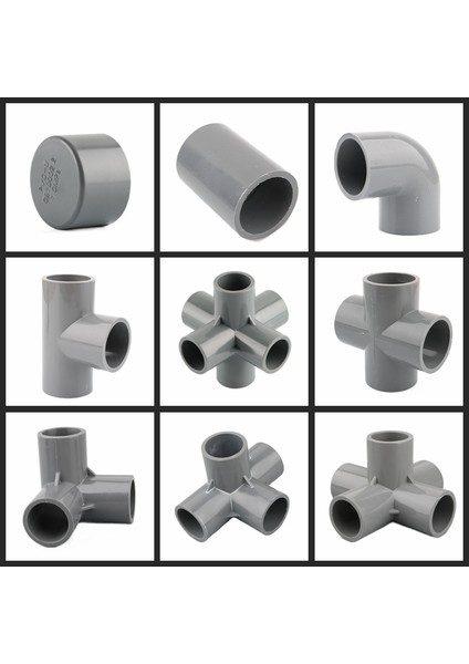 Çapraz Stil Kimlik 20MM 1 Adet Gri Pvc Boru Bağlayıcı Düz ​​dirsek Tee Çapraz Eklemler Su Borusu Adaptör Yolları Eklemler (Yurt Dışından)