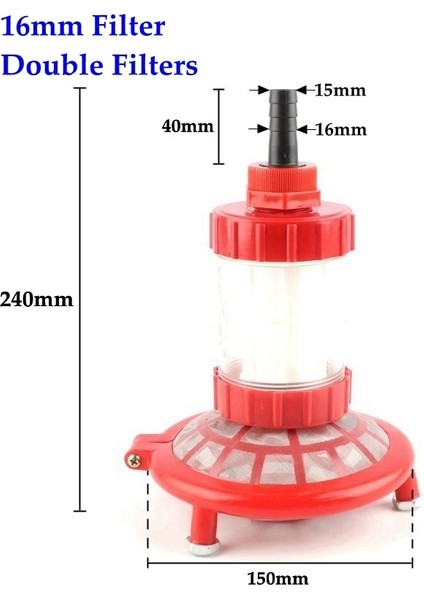 16 mm Çift Filtre Stili 14 ~ 25MM Farklı Tipler Pompa Filtresi Yüksek Basınçlı Temiz Makine Elek Süzgeç Sulama Püskürtücü Emici Su Filtreleri (Yurt Dışından) fiyatları