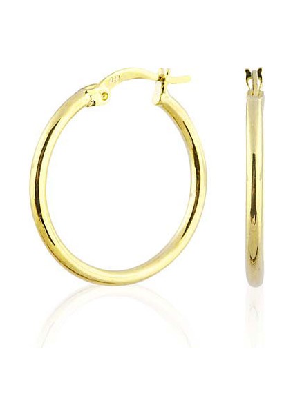 925 Ayar Gümüş Gold Kaplama Kadın Halka Küpe VKP-7396G