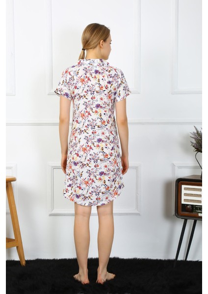 Kadın Penye Kısa Kol Düğmeli Ekru Tunik Gecelik 13104 fiyatları