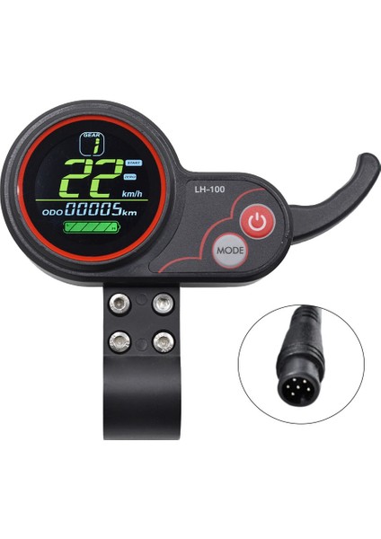 LH100 LCD Ekran Gösterge Paneli Gaz Ölçer 24 V-60 V Kugoo Elektrikli Scooter Ebike LCD Ekran Hız Göstergesi (6pın) (Yurt Dışından)