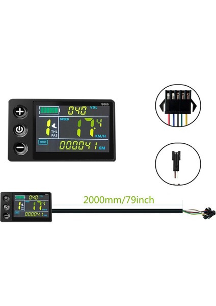 LCD-S866 Elektrikli Bisiklet Renkli LCD Ekran Enstrüman 24V 36V 48V Elektrikli Bisiklet Modifiye Sm Konektörü (Yurt Dışından)