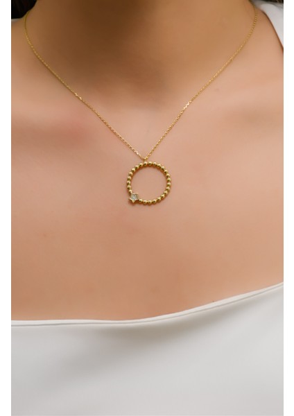 Yıldızlı Halka Kolye 14 Ayar A023230