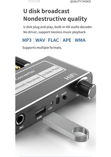 Hıfı Bluetooth 5.2 Ses Alıcısı Koaksiyel/mikrofon/usb U-Disk Girişi 3.5 Mm/lr Rca Çıkışı Kablosuz Adaptör Ktv Araba Hoparlörü (Yurt Dışından)
