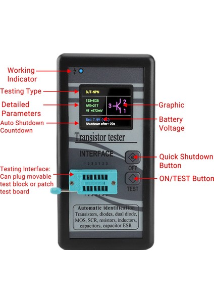 Çok M328 Transistör Test Cihazı Diyot Tristör Kapasite Direnç Endüktans Mosfet Esr Metre LCD Dijital (Yurt Dışından)