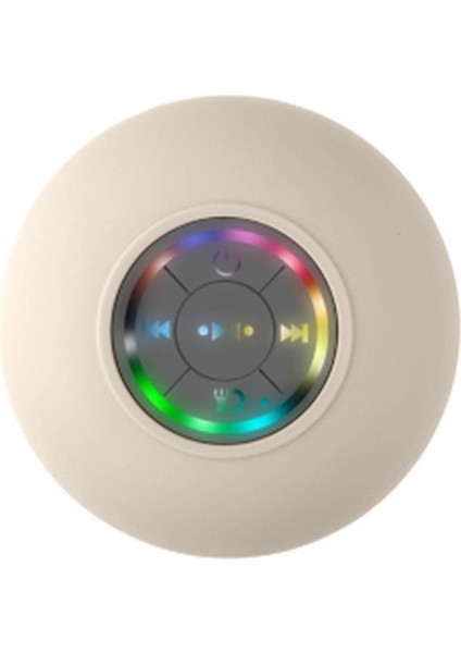 Mini Bluetooth Hoparlör Su Geçirmez Banyo Ses Kablosuz Duş Hoparlörleri Rgb Işık Bluetooth Vantuz Hoparlör, Beyaz (Yurt Dışından)
