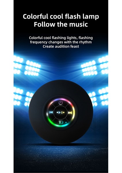 Mini Bluetooth Hoparlör Su Geçirmez Banyo Ses Kablosuz Duş Hoparlörleri Rgb Işık Bluetooth Vantuz Hoparlör, Beyaz (Yurt Dışından) fırsatları
