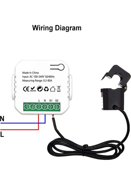 Tuya Smart Life Zigbee Enerji Ölçer 80A Akım Trafosu Kelepçeli Kwh Güç Monitörü Elektrik İSTATISTIKLERI110V 240V (Yurt Dışından)