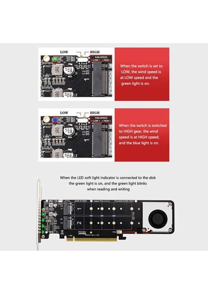Çift Taraflı 4 Diskli Nvme Raid Pcı-E X16 Bölünmüş Kart Pcı-E X16 - M.2 M-Key Nvme X4SSD Raıd Genişletme Kartı Adaptörü (Yurt Dışından) fiyatları
