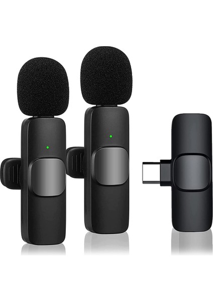 Usb-C Için Kablosuz Yaka Mikrofonu, Tak ve Çalıştır Gürültü Azaltma Otomatik Senkronizasyon Yaka Mikrofonu Canlı Yayın, Vlogger'lar, Röportaj (Yurt Dışından)