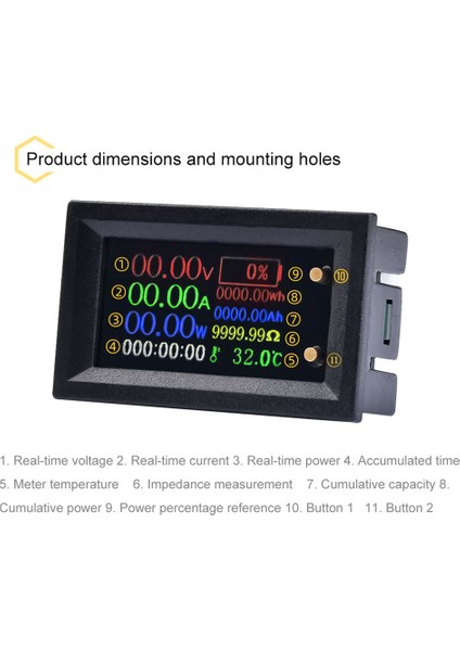 Dijital Voltmetre Ampermetre Çok Fonksiyonlu Test Cihazı IPS Gerilim Akım Güç Enerji Pil Elektrik Test Ölçer (Yurt Dışından) fırsatları