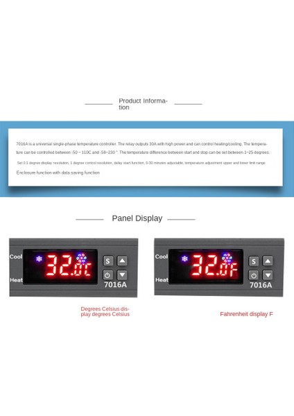 7016A Dijital Sıcaklık Kontrol Cihazı 220V 30A Yüksek Güçlü Sıcaklık Kontrolü Termostat Isıtma Soğutma Ntc Sensörü (Yurt Dışından)