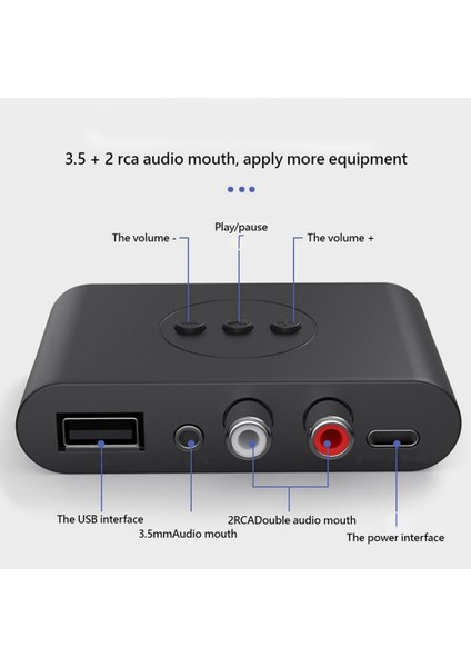 Bluetooth 5.2 Ses Alıcısı Nfc U Disk Rca 3.5mm Aux USB Stereo Müzik Hoparlör Amplifikatörü Için Mic ile Kablosuz Adaptör (Yurt Dışından)