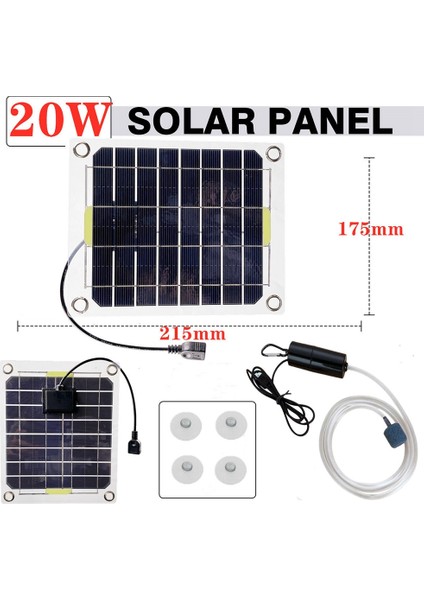 20W Akvaryum Hava Pompası Güneş Enerjisi Oksijenatör Balık Tankı Oksijen Pompası USB Şarj Gölet Su Pompası (Yurt Dışından) fırsatları