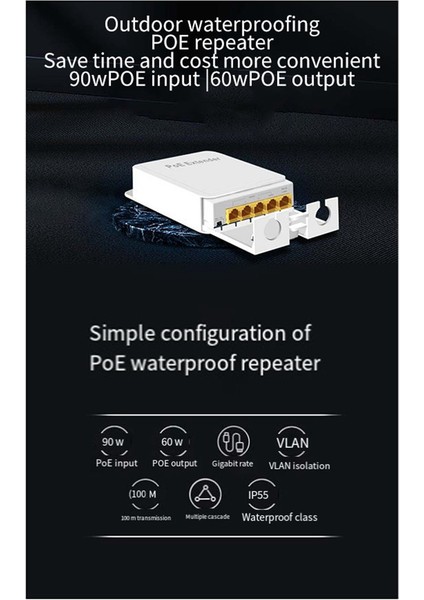 5 Bağlantı Noktalı IP55 Dış Mekan Su Geçirmez Poe Tekrarlayıcı 1000 Mbps 1 Ila 4 Ağ Anahtarı Ip Kameralar Için Poe Genişletici (Yurt Dışından) fiyatları
