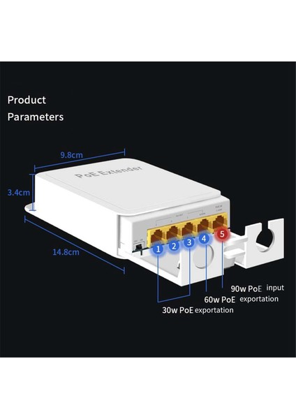 5 Bağlantı Noktalı IP55 Dış Mekan Su Geçirmez Poe Tekrarlayıcı 1000 Mbps 1 Ila 4 Ağ Anahtarı Ip Kameralar Için Poe Genişletici (Yurt Dışından) modelleri